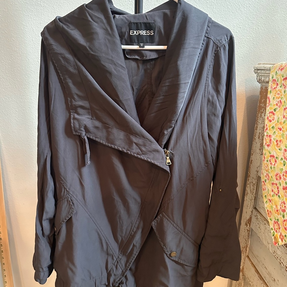 Express Women's Hooded Asymmetrical Zip Jacket light raincoat